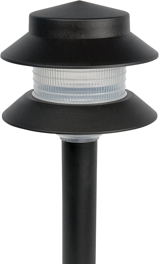 GreenLighting Paradise Low Voltage Landscape Pathway Lights - 2 Tier Outdoor Garden Lights - Easy, Simple Installation - Walkway, Lawn, Landscape Lighting (Black, 8 Pack) GREENLIGHTING