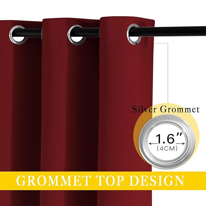 NICETOWN Glass Door Curtains for Window, Wide Thermal Curtain Panels, Sliding Door Drapes, Extra Wide Curtains (Burgundy Red, 80 inches Wide x 84 inches Long) NICETOWN