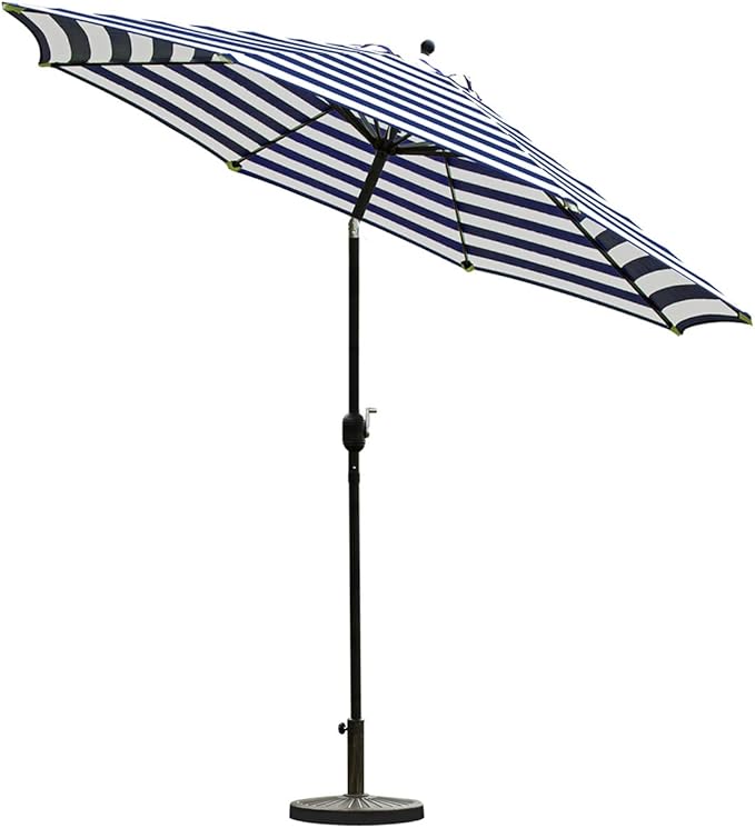 Sunnyglade 9' Patio Umbrella Outdoor Table Umbrella with 8 Sturdy Ribs (Blue and White) Sunnyglade