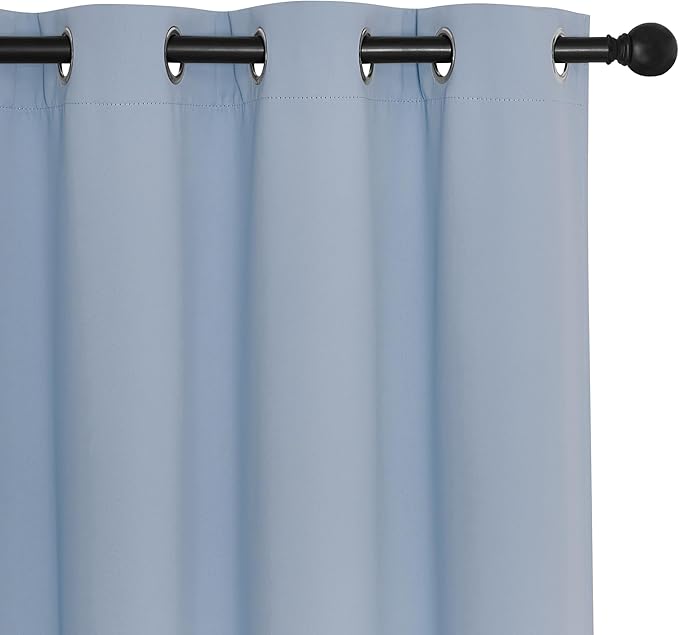NICETOWN Blackout Vintage Blue Bedroom Curtain 84 inches Long, Grommet Thermal Insulated Room Divider Drape Solid Window Treatment for Sliding Door/Living Room, W100 x L84, 1 Panel NICETOWN