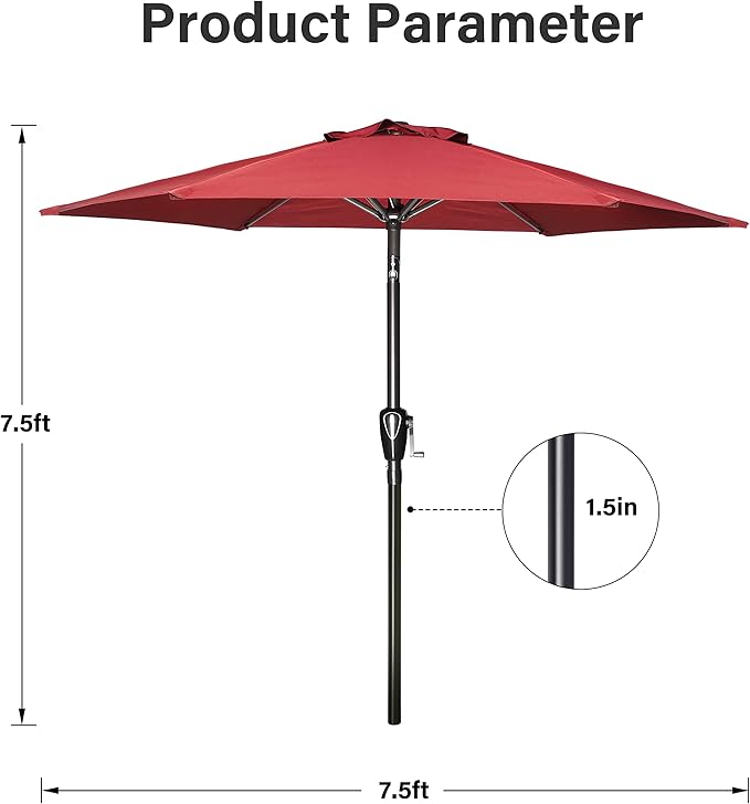 Simple Deluxe 9' Patio Umbrella Outdoor Table Market Yard Umbrella with Push Button Tilt/Crank SimpleDeluxe