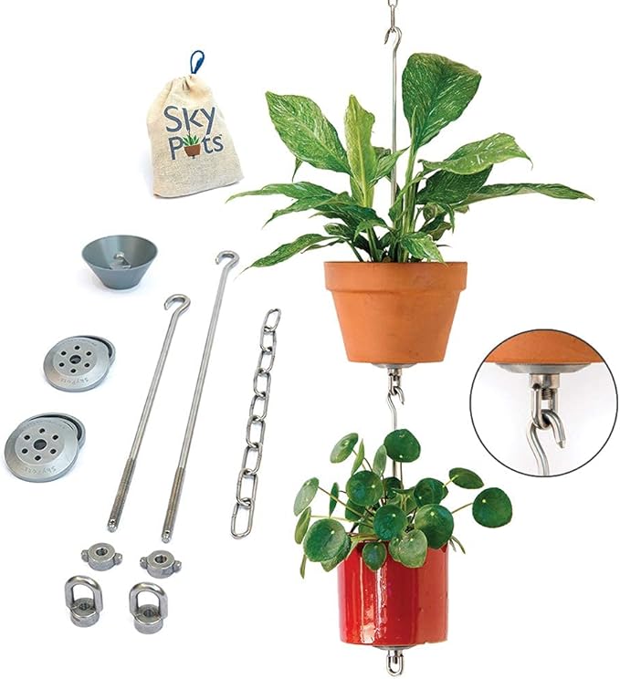 Two Pack, All-New Pot Hanging Kits + Accessories, Indoor/Outdoor, Build Vertical Gardens, Hang Individual Planters SkyPots