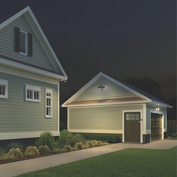 Lithonia Lighting HomeGuard 2-Light LED Outdoor Flood Lights, Outdoor LED Lights, Dusk to Dawn Sensor, Adjustable Lumens, 4000K Cool White, Round Heads, Dark Bronze (HGX LED 2RH ALO 40K 120 PE DDB) AcuityBrands