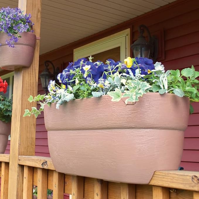 Bloomers Railing Planter with Drainage Holes- 24” W- Sage Green Emsco+Group