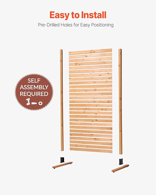 VEVOR Wooden Privacy Screen,36" W x 73" H Outdoor Privacy Screen, Freestanding Wood Privacy Panel with Stand,Outdoor Divider for Balcony Patio Lawn Garden VEVOR