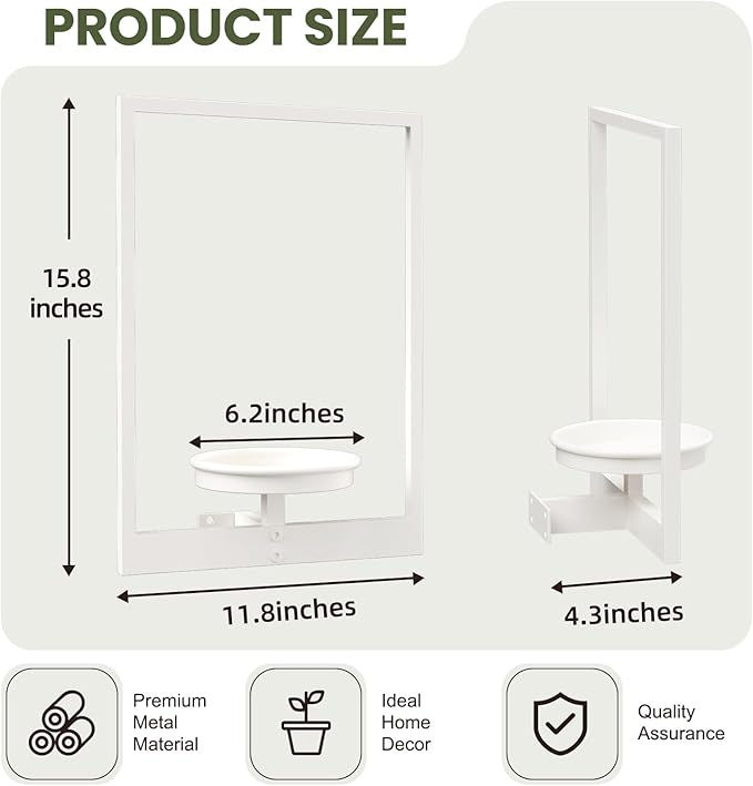 Hanging Planters for Indoor Plants White, Wall Plant Holder Stand to Hold Large Pots - Premium Metal Wall Planters for Indoor Outdoor Decor STORENIZATION