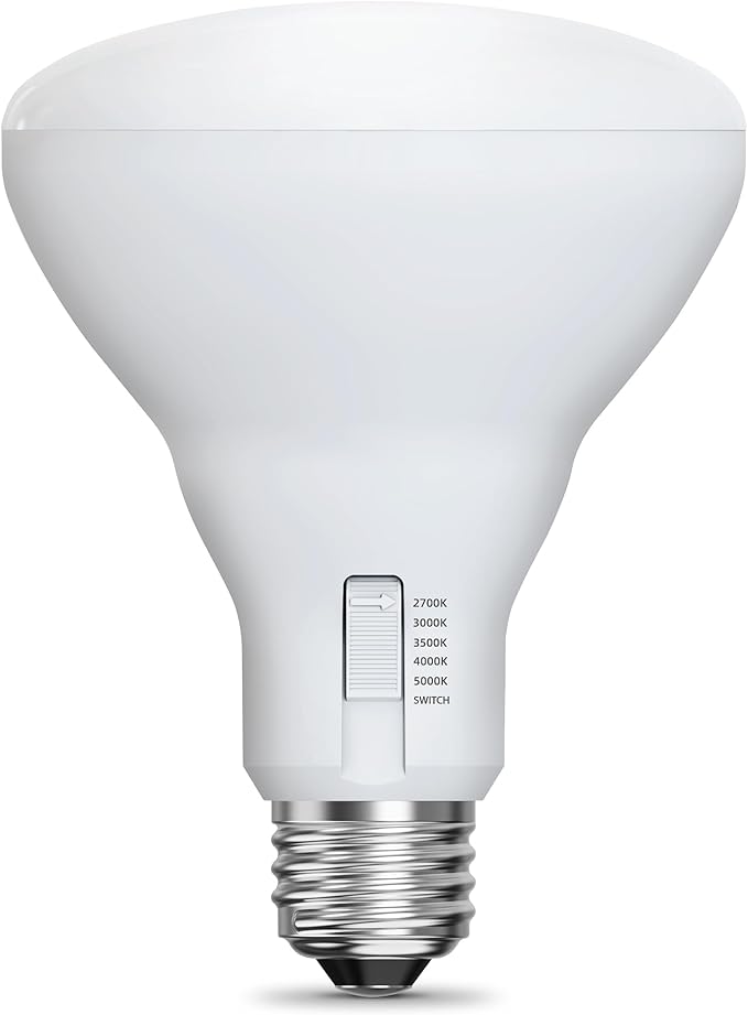 Feit Electric BR30 LED Light Bulb, 100W Equivalent, Dimmable, 1400 Lumens, 5-Color Adjustable White, 90+ CRI, General Purpose Flood & Track Lighting, 25,000-Hour Lifetime, BR30100DM/6WYCA/2, 2 Pack FeitElectricCompany