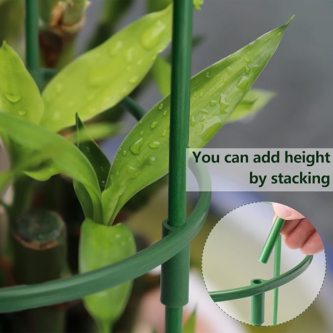 12Packs Plant Support Stake Half Round Plant Support, Stackable 3 Tier Garden Flower Support, Plant Stakes for Indoor Outdoor Plants for Tomato,Monstera, Peony, Hydrangea, Climbing Plants kulusion