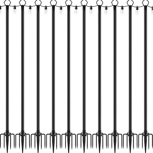 10 Pack String Light Poles,10 Ft Light Poles for Outside String Lights,Outdoor Lights Pole with Fork,Metal Poles Stand for Patio Deck Backyard Mutovlin