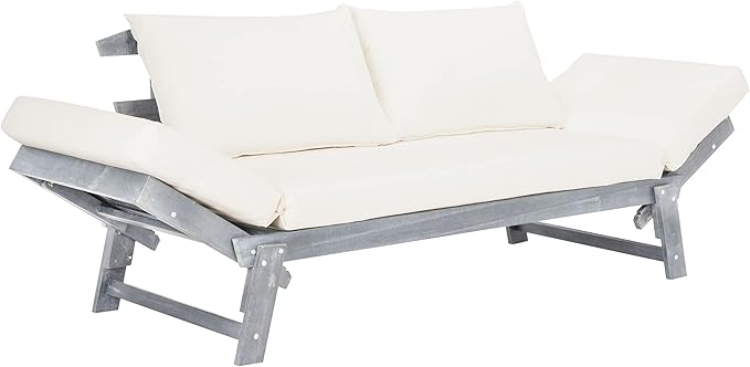 Safavieh PAT6745A Outdoor Collection Tandra Grey Modern Contemporary Daybed Day Bed SAFAVIEH