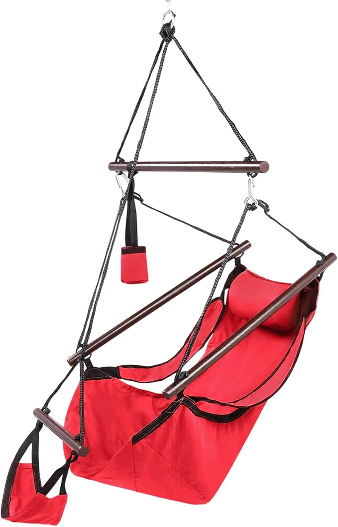 ONCLOUD Upgraded Unique Hammock Hanging Sky Chair, Air Deluxe Swing Seat with Rope (Red) ONCLOUD