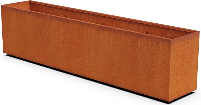 Plantercraft Large Rectangular Planters for Outdoor Plants | 96x18x24 Corten Steel Planter Box for Commercial & Residential Use | Extra Large Planters Outdoor, Fully Welded Heavy-Duty Metal Plantercraft