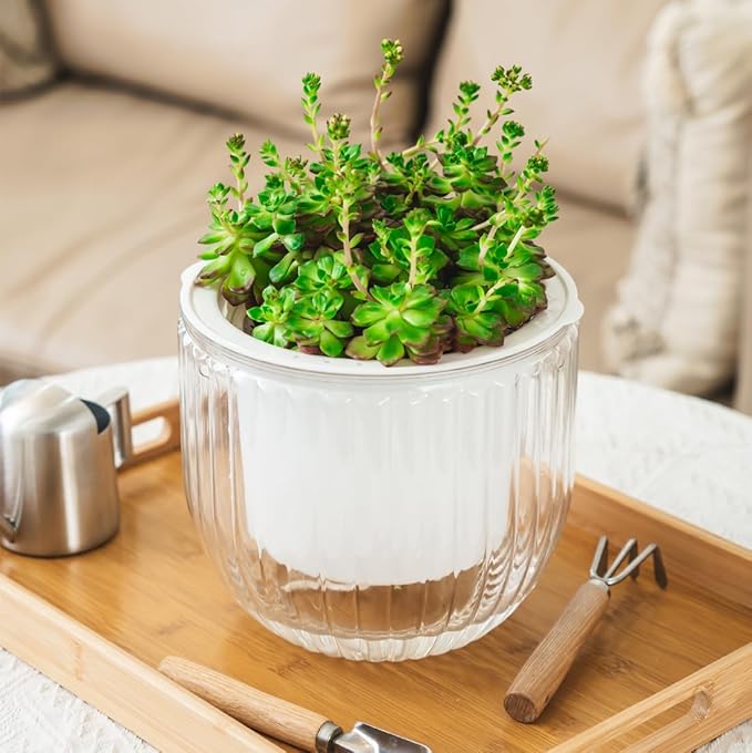 Melphoe 1 Pack Self Watering Hanging Planters Indoor Flower Pots, 8.3 Inch Outdoor Hanging Plant Pot Basket, Plant Hanger with 3Hooks Drainage Holes for Garden Home Melphoe