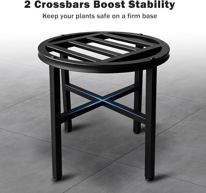Plant Stand Indoor Outdoor,13 Inch Tall Metal Plant Stands Riser,Heavy Duty Wrought Iron Pedestal Holders for Large Flower Pot,Outside Rust-Proof Black Flower Display Shelf for Patio,1-Pack Hongsane