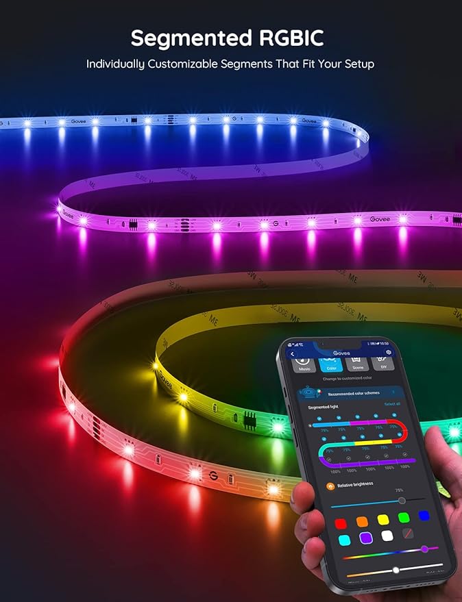 Govee RGBIC LED Strip Lights, Smart LED Lights for Bedroom, Bluetooth LED Lights APP Control, DIY Multiple Colors on One Line, Color Changing LED Strip Lighting Music Sync, Home Decor, 16.4ft Govee