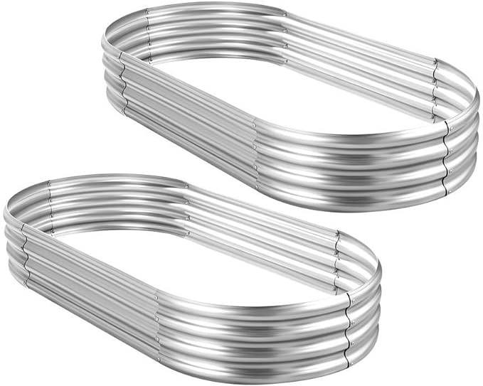Land Guard 2Pcs Galvanized Steel Raised Garden Bed,8 x 4 x 1 ft Large Metal Raised Planter Beds, Aluminum Raised Garden Bed for Vegetables, 8 x 4 x 1ft(2pcs) Rootora