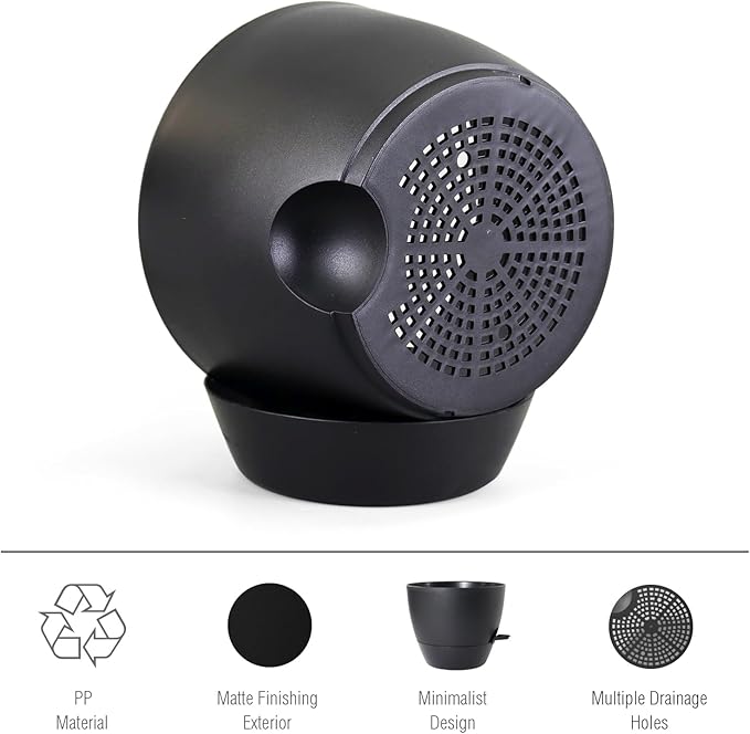 12 inch Large Self Watering Pots for Indoor Outdoor Plants, Flower Plant Pots with Mesh Drainage Holes for Garden House, Plastic Planters with Reservoir for Home Decor, Black Meowell