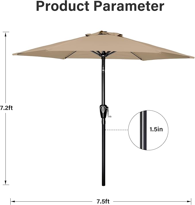 Simple Deluxe 9' Patio Umbrella Outdoor Table Market Yard Umbrella with Push Button Tilt/Crank SimpleDeluxe