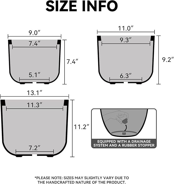 Kante Round Concrete Planter, 11 Inch Dia Classic Style Large Plant Pot with Drainage Hole for Indoor & Outdoor Plants, Ideal for Home, Patio, Garden, White Kante