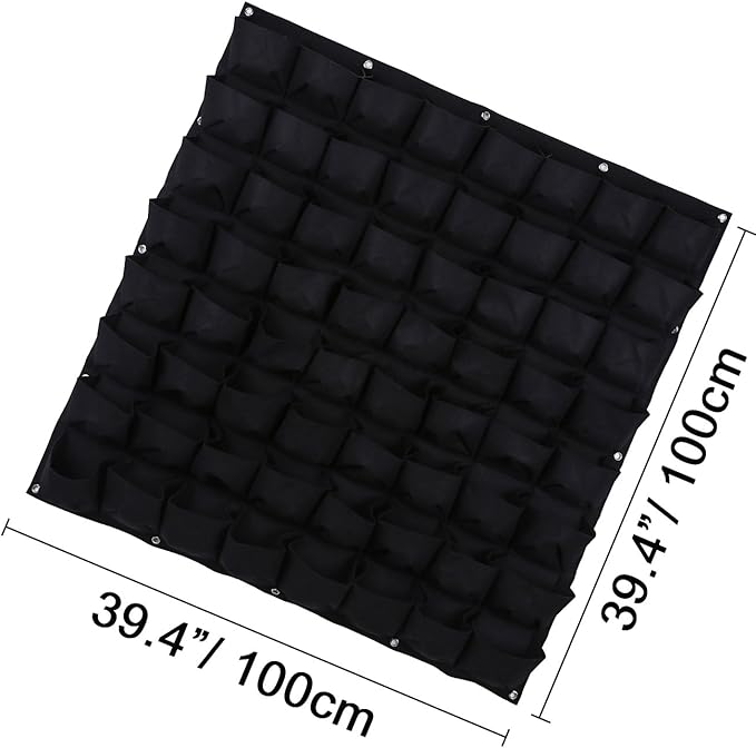 Ogrmar 64 Pockets Vertical Wall Garden Planter Plant Grow Bag for Flower Vegetable for Indoor/Outdoor (64 Pockets, Black) Ogrmar