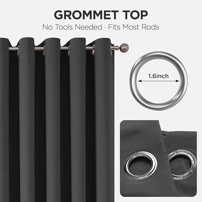 Joydeco Blackout Door Curtain for Doorway Privacy 90 Inches Long, Grommet Closet Curtain for Open Closet, Room Divider for Bedroom Living Room (Grey, 52Wx90L, 1 Panel) JOYDECO