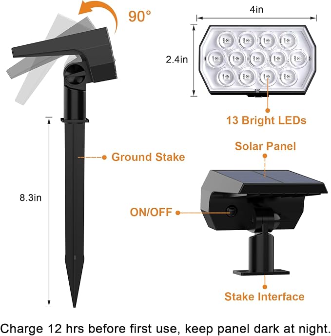 WELALO Solar Color Changing Spot Lights Outdoor, Waterproof Solar Halloween Lights, 7 Modes Multicolor RGB Landscape Spotlights for Garden Yard Driveway Lawn Patio Pathway Christmas Decorations 6 Pack WELALO