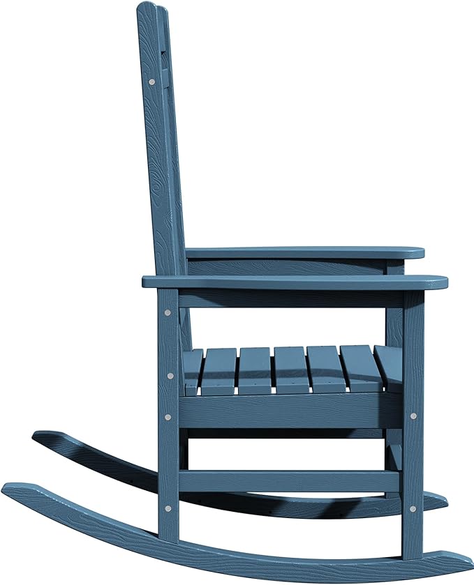 KINGYES Oversized Patio Rocking Chair Set of 2, High Density Polyethylene Outdoor Rocking Chairs with 330lbs Support for Adults, Navy KINGYES