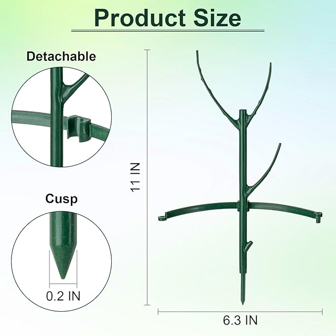 18 Pcs Plant Support Stakes & Plant Cage Support Rings, Plant Supports for Indoor Plants, Stackable Plant Holder Stick, Small Plants Potted Plants Flower Other Climbing Plants (6.4 "Wide X 11" High) VACONICO