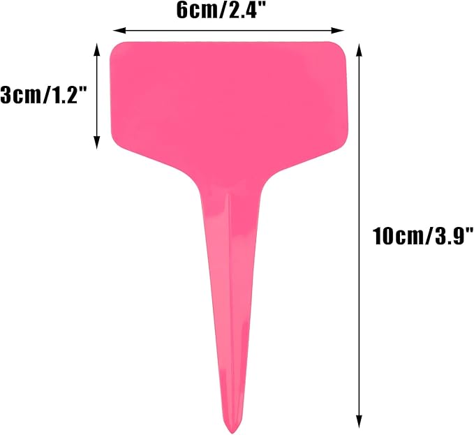 Pink Plant labels,100 Pcs 6 x10cm Plastic Plant T-Type Tags Nursery Garden Labels KINGLAKE