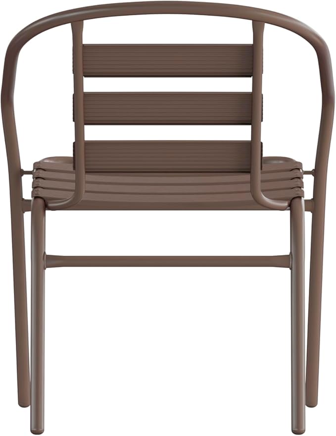 Flash Furniture Lila Bronze Metal Restaurant Stack Chair with Metal Slats FlashFurniture