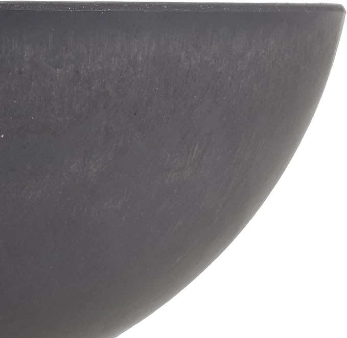PSW Pot Collection M30DC 12-inch Plastic/Stone/Wood Composite Low Bowl Planter – No Drainage Hole (Drillable), Shallow Indoor/Outer Pot for Succulents, Bonsai, Fairy Gardens, Herbs, Dark Charcoal PSW