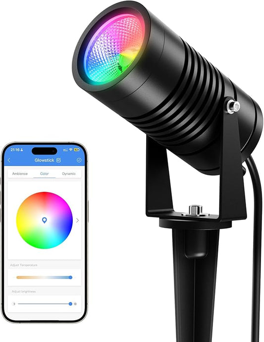 Smart Landscape Lights, APP Controlled RGBCW Color Changing Spot Lights, IP65 Waterproof 24V Low Voltage Outdoor Spotlights for Garden Yard Pathway Holiday Decor TakThree