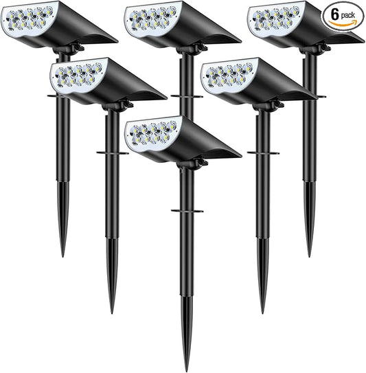 BAXIA TECHNOLOGY Solar Spot Lights Outdoor Waterproof, 3 Lighting Modes Solar Landscape Lights, Dusk to Dawn Spot Light for Yard Garden Pathway Driveway, Warm White, 6 Pack BAXIATECHNOLOGY