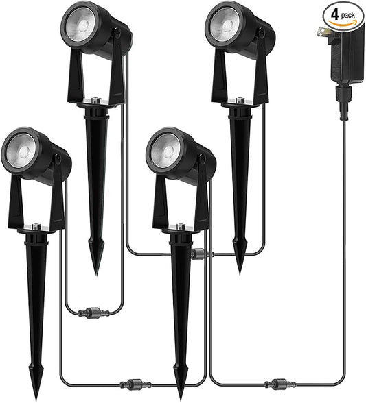 Banord Outdoor Landscape Lighting, 4 Pack Low Voltage Landscape Lighting, IP65 Waterproof Outdoor Lighting for Yard Garden Lawn Plants Banord