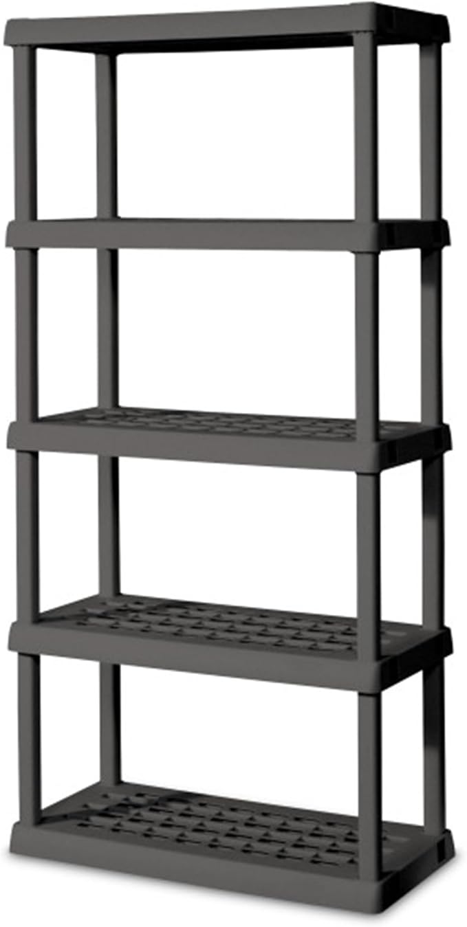 Sterilite 4-Pack 5 Shelf Unit, Heavy-Duty Shelving Storage Rack for Home and Garage, Gray - Multipurpose Plastic Organizer Shelves for Smart Organization Sterilite