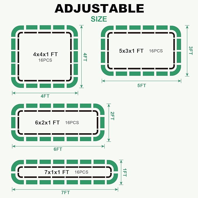 1MORE Raised Garden Bed -5X3X1 Galvanized Planter Box for Outdoor Gardening,4 in 1 Modular Raised Bed Kit with Protective Tape, Gloves for Herb，Ideal for Vegetables and Plants.Green-2Pcak 1MORE