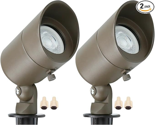 Lumina Lighting® 5W Landscape Lighting 12V Landscape Lights Low Voltage Landscape Spotlights Warm White Waterproof Outdoor Replaceable LED Bulb for Garden,Lawn,Porch,Patio and Yard (Bronze) (2-Pack) LuminaLighting%C2%AE