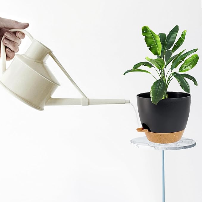 Indoor Pots For Plant Self Watering Plant Pots For Lazy People, 8/7.5/7/6.5/6/5.5/5 Inch,Black Plastic Self Watering Planter For All Houseplants,Succulent, African violets, Flowers And Cactus SESUN-E