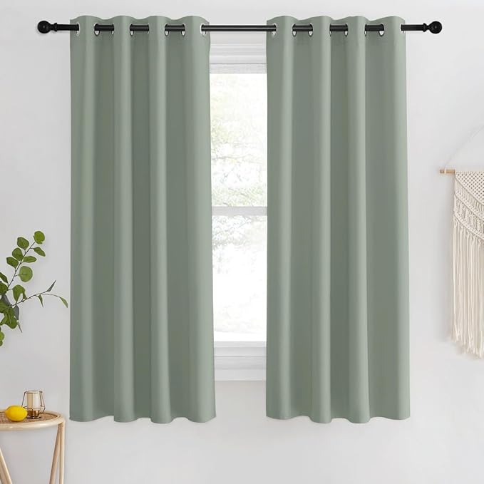 NICETOWN Blackout Sage Green Curtain for Classroom, Thermal Insulated Grommet Room Darkening Window Treatment Sound Reducing for Bedroom/Home Office, 1 Panel, W46 x L63 NICETOWN