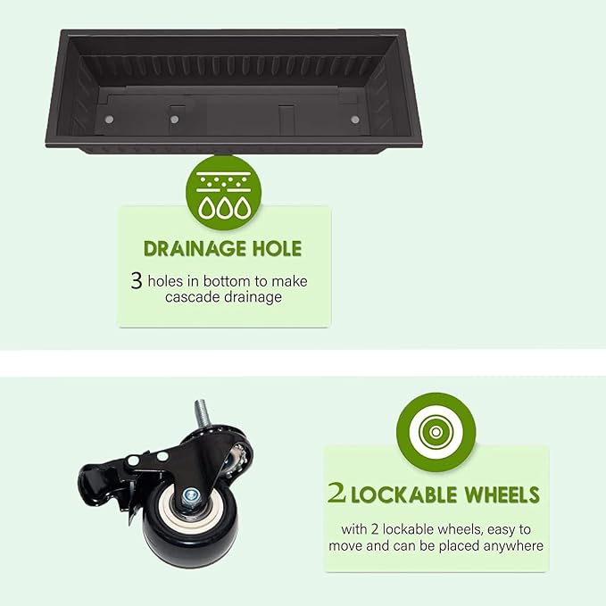 Homdox 5-Tier Elevated Garden Bed with Lockable Caster Wheels - Freestanding Vertical Raised Bed with 5 Garden Planter Boxes- Perfect to Grow Vegetables Herbs Flowers Indoor(Black) HOMDOX