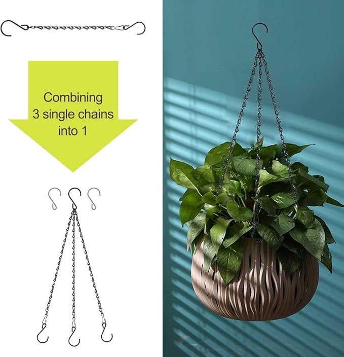 RIFNY 20 Inch Chain for Hanging Plants, Black Small Plant Chains for Hanging Baskets Kits with Hooks for Bird Feeders Planters Billboards Lanterns Wind Chimes Ornaments Outdoor Indoor Use (10 PCS) RIFNY