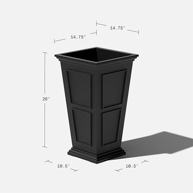Veradek Brixton Series Tall Planter - Large Outdoor Planter for Front Porch/Patio | Crack-Resistant Plastic for All-Weather Use | Classic Estate Design for Tall Plants, Flowers, Trees VeradekOutdoor