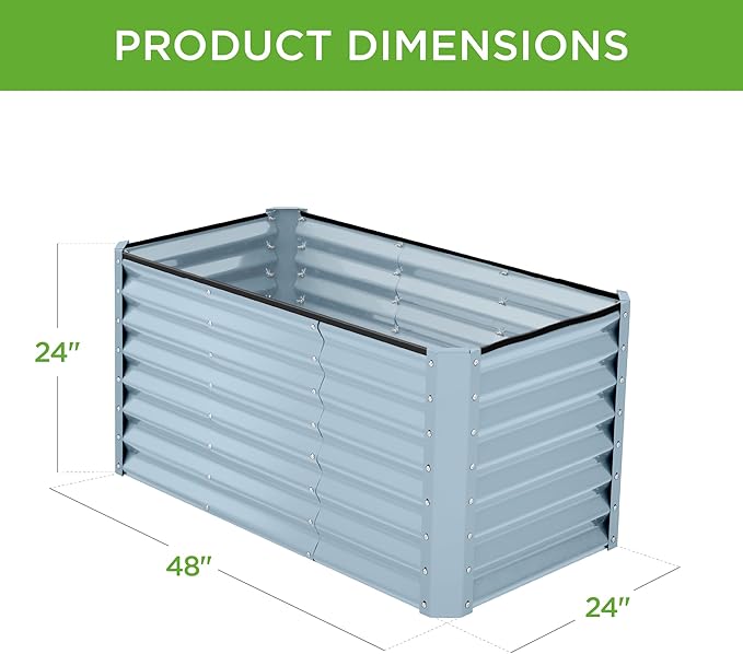 Best Choice Products 4x2x2ft Outdoor Metal Raised Garden Bed, Deep Root Box Planter for Vegetables, Flowers, Herbs, 119 Gallon Capacity, 100% Non Toxic Materials - Mist Blue BestChoiceProducts