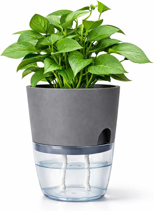Self Watering Planter Pot with Upgraded Wick System – Modern Indoor Plant Pot with Visible Water Reservoir Rootora