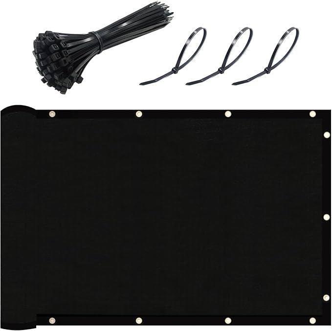 UPGRADE Privacy Fence Screen 6'x10' Black Outdoor 90% Visibility Blockage 170 GSM Mesh Shade Cover Panels for Backyard,Balcony,Home Decoration with Zip Ties,Customized Avaliable UPGRADE