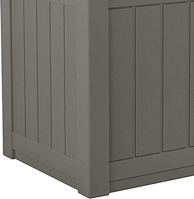 Suncast 22 Gallon Indoor or Outdoor Backyard Patio Small Storage Deck Box with Attractive Bench Seat and Reinforced Lid, Stone (4 Pack) Suncast