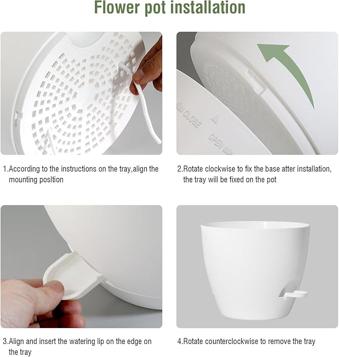 12/10/9 inch Large Self Watering Pots, Plant Pots with Mesh Drainage Holes for Indoor Outdoor Garden Plants, Flower Pots with Removable Deep Reservoir, Set of 3 Plastic Planters, White WSMKSZ