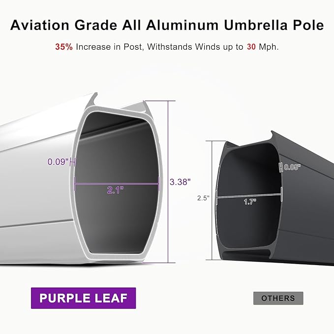 PURPLE LEAF 9ft Patio Umbrella Outdoor Square Umbrella Large Cantilever Umbrella Windproof Offset Heavy Duty Sun for Garden Deck Pool Patio, Beige PURPLELEAF