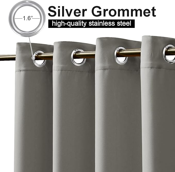 NICETOWN Outdoor Curtain Panel for Patio Waterproof, Rustproof Silver Grommet Luxury Thermal Insulated Blackout Thermal Insulated Outdoor Drape for Front Porch, W52 x L108, Slate Grey, 1 Panel NICETOWN