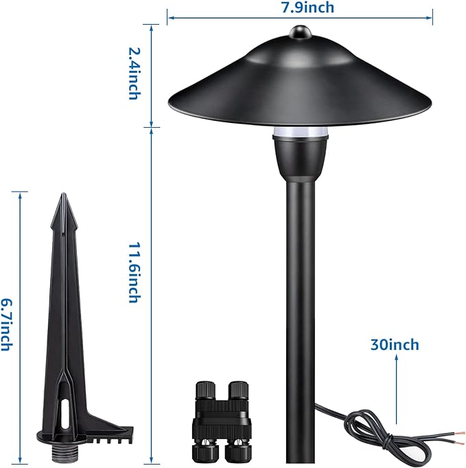 SUNVIE LED Low Voltage Landscape Lights 3W Cast-Aluminum Pathway Lights Low Voltage 12-24V Waterproof Landscape Path Lights 3000K Landscape Lighting for Yard Garden Walkway ETL Listed Cord, 12 Pack SUNVIE